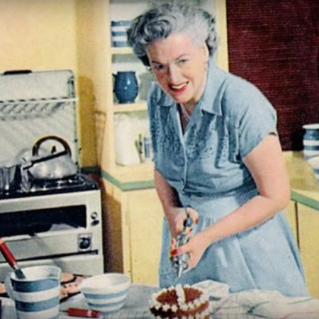 woman bakes cake