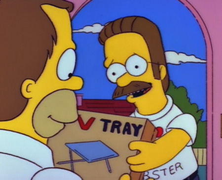 Ned Flanders with TV tray