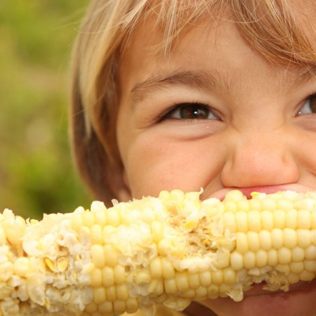 kid eats corn on the cob