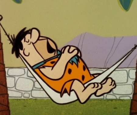 Fred Flintstone in hammock