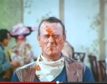 John Wayne with ketchup on face